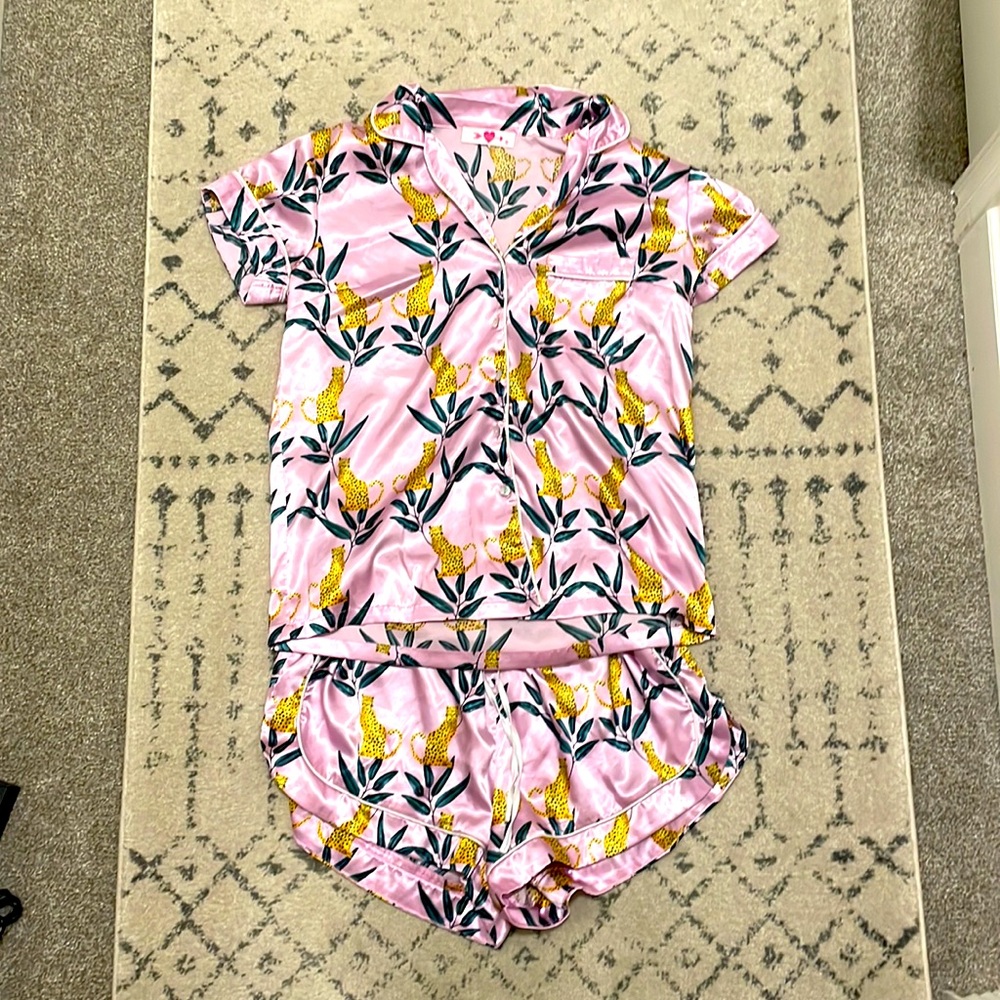 Silk pajama set worn once.